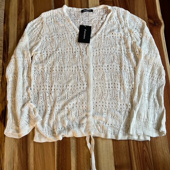 Loose Knit Drawstring Long Bell Sleeve Pullover, Size XL, NWT - Picture 5 of 10